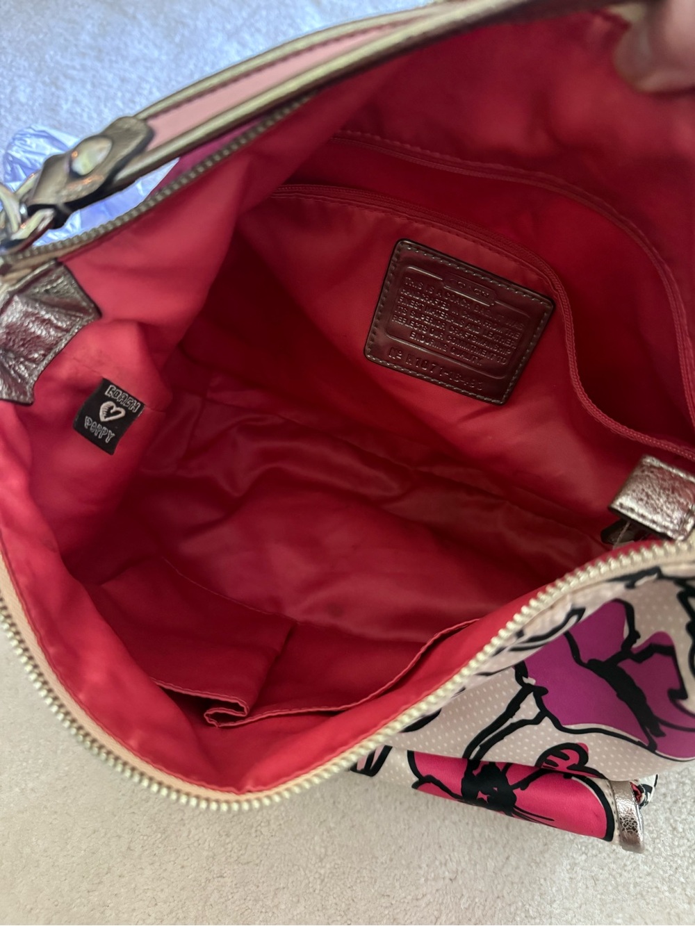 Coach poppy Y2K vintage Floral graffiti Pop Pink Hobo Bag - Picture 9 of 10